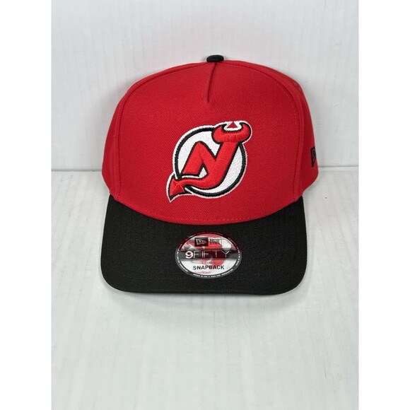 New Era New Jersey Devils 9FIFTY A-Frame Adjustable SnapBack Black/Red Cap Hat - Picture 1 of 5